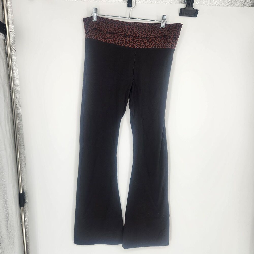Victoria's Secret Large‎ Black Leopard Print All Day Cotton Foldover Leggings